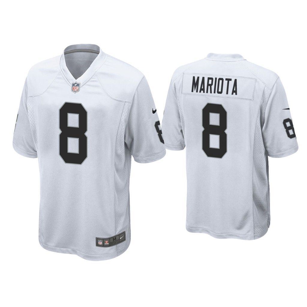 Men Oakland Raiders 8 Marcus Mariota Nike White Game NFL Jersey